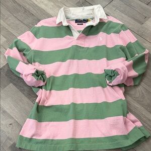 Polo by Ralph Lauren woman’s Pink & Green Striped Rugby Polo